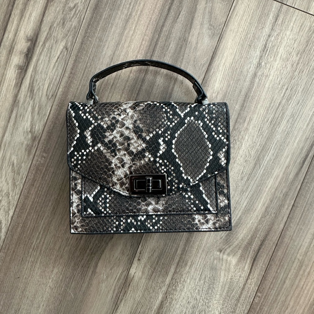 Dynamite Black and Gray Mini Bag with Snake Print